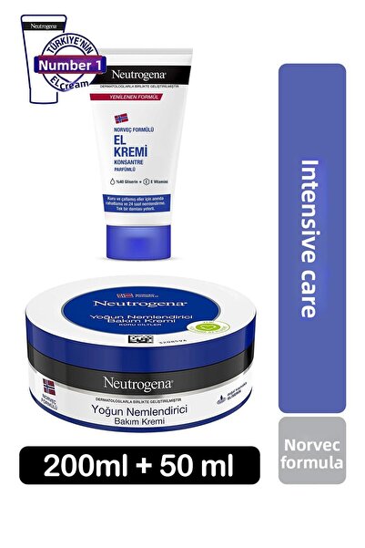 Neutrogena تركيبة نرويجية 200 مل كريم ترطيب مكثف + 50 مل كريم لليدين