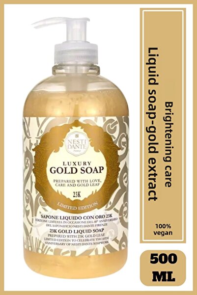 Nesti Dante صابون سائل ذهبي فاخر 500 مل |   ترطيب وتفتيح | جوهر الذهب