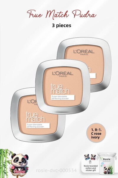 L'Oreal Paris مجموعة بودرة لوريال باريس ترو ماتش المكونة من 3 قطع - وردي عاجي...