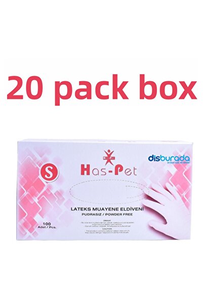 Has-Pet White Latex Powder-Free Exam Gloves Small Box - 20 x 100 pcs