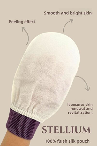 STELLIUM قفازات تقشير نباتية - 100% حرير فلوش، حقيبة استحمام مرنة للحمام