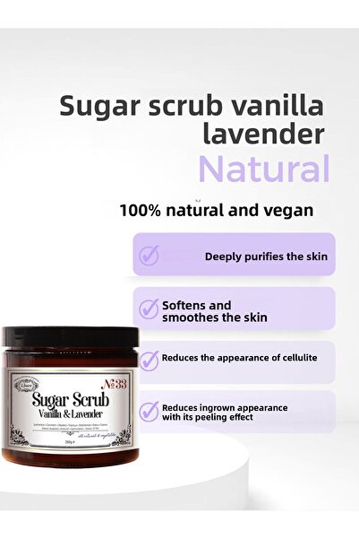 Rosece Vanilla Lavender Sugar Scrub - Natural Aha Peeling Ingrown Hair, 260 g...