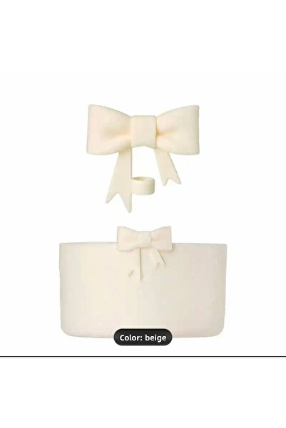 elamindunyasi ملحق قاعدة من السيليكون ورأس شفاطة على شكل فيونكة لترمس سعة 1.18 لتر، لون بيج