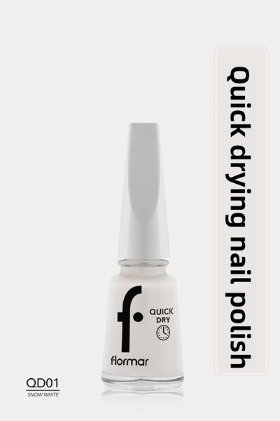 Flormar طلاء أظافر سريع الجفاف QD01 أبيض ثلجي