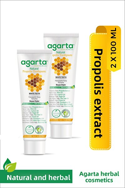 Agarta قطعتين معجون أسنان طبيعي للتبييض خالي من الفلورايد 100 مل