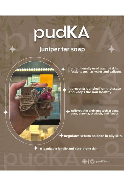 pudKA Olive Oil Juniper Tar Soap, Natural and Handmade