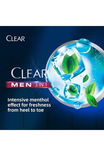 Clear Men 3 In 1 Shampoo and Shower - Refreshing Menthol, 350 ml for Hair Face Body