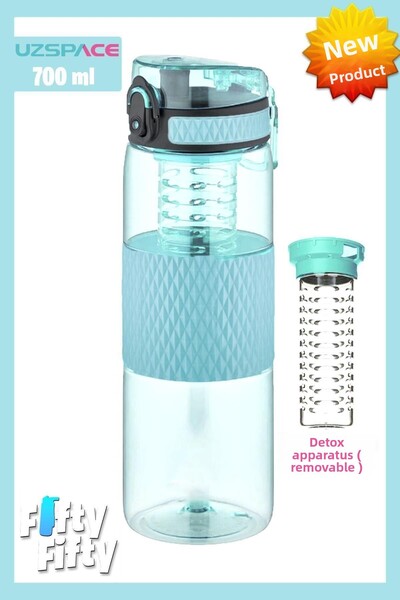 Uzspace 700ml Silicone Body Tritan Water Bottle with Detox Apparatus
