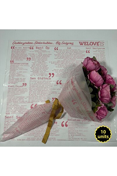 COLORPAK باقة زهور مطبوعة من Pink Love Poems - ورق جيلاتيني، 55 × 55 سم، 10 قطع