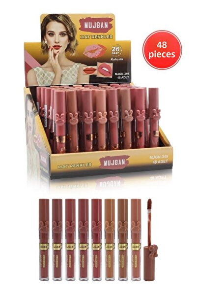 MUJGAN 48 Pack Hat Design Liquid Nude Lipstick