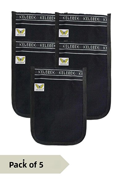 Kelebek Kese حقيبة حمام عثمانية سميكة سوداء مكونة من 5 قطع مقاس 25 × 17 سم