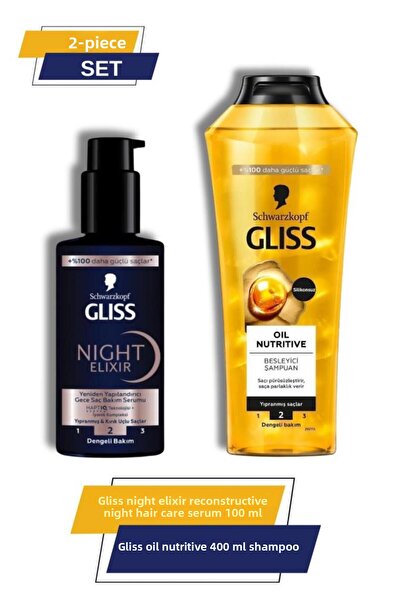 Gliss Night Elixir 400ml Night Hair Care Serum - Restructuring, Oil Nutritive Shampoo