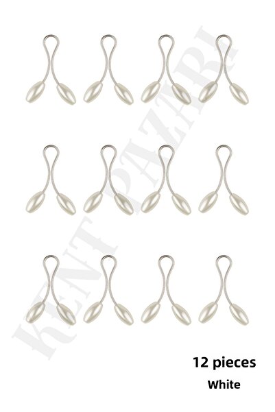 Kent Pazarı 12 قطعة - مشبك شال ووشاح أبيض - حامل حجاب أبيض عملي وأنيق