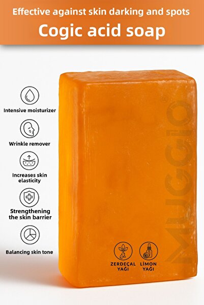 Muggio صابون حمض الكوجيك بالكركم وزيت الليمون فعال ضد تصبغات البشرة والعيوب