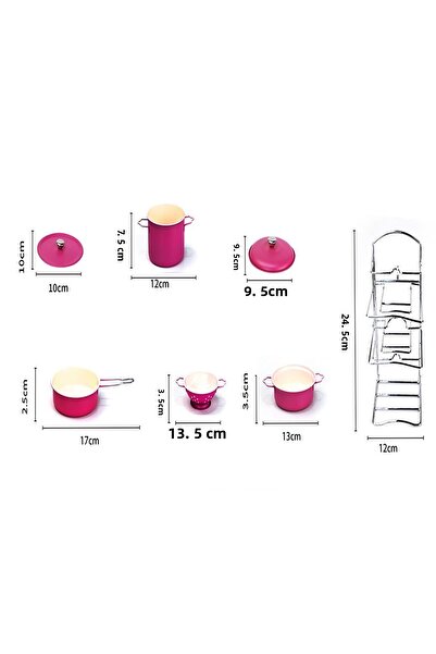 Vardem Enameled Shelf Pot Pan Set 7 Piece Fuchsia