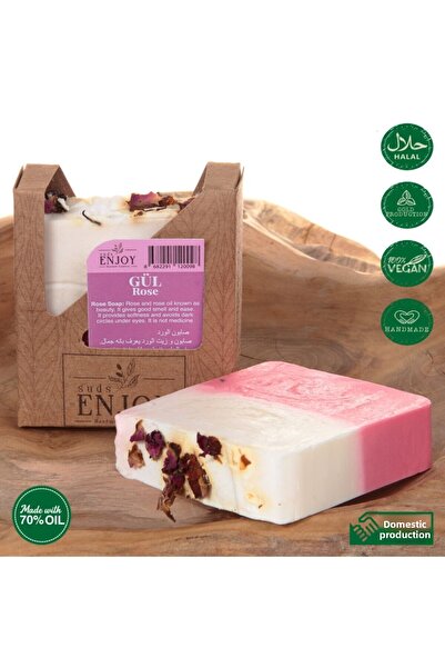 Enjoy صابون طبيعي للوجه والشعر والجسم مصنوع يدويًا من الورد 100 جرام