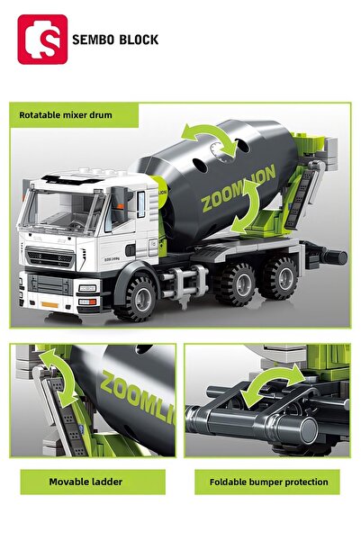 Sembo Block Zoomlion Licensed Mini Concrete Mixer - 222 Pieces, Compatible with Lego ( 705100 )