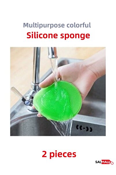 SalMall فرشاة أطباق سيليكون متعددة الأغراض، مقبض للمقلاة، قطعتين