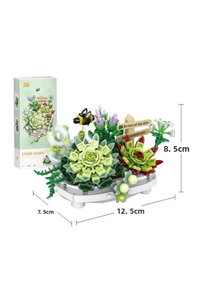 hak-iş oyuncak Micro Building Block with Flowers in a Buildable Pot Celebration Gift 389 Pieces