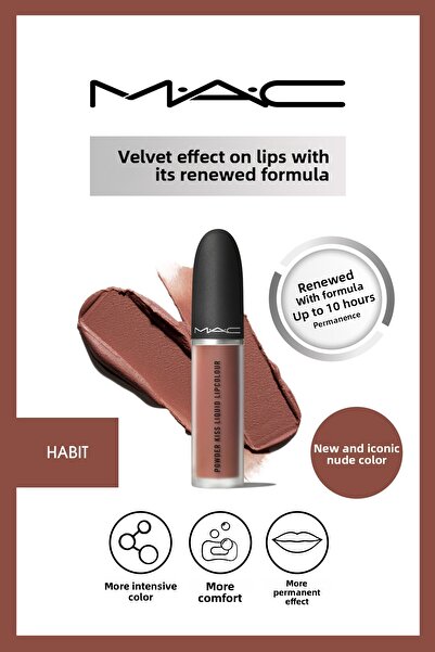 M.A.C Powder Kiss Weightless Powdered Matte Finish Lipstick - Habit 5ml