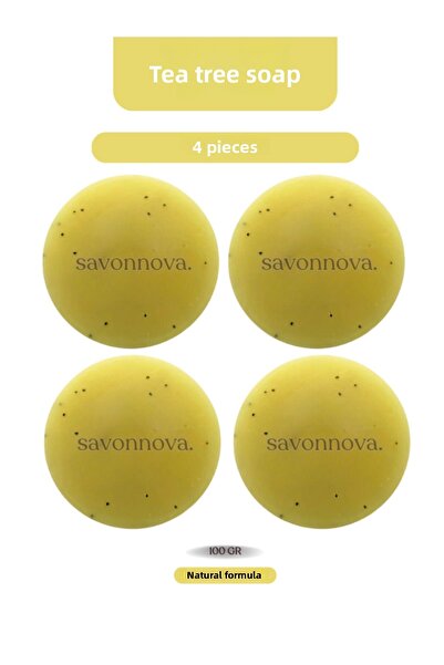 Savonnova صابون شجرة الشاي الطبيعي 4x100 جرام بدون إضافات، صابون صلب لمشاكل ا...
