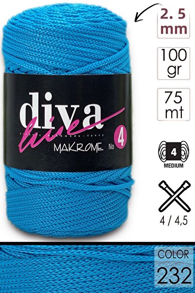 Diva İplik Diva Macrame Twine Thick (NO:4) 232 Ανοιχτό Τυρκουάζ.