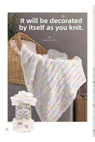 Alize Puffy 5 Pack Hand Knitting Yarn - No Needles - 100g X 5 Pieces - Color No: 414 - Azur