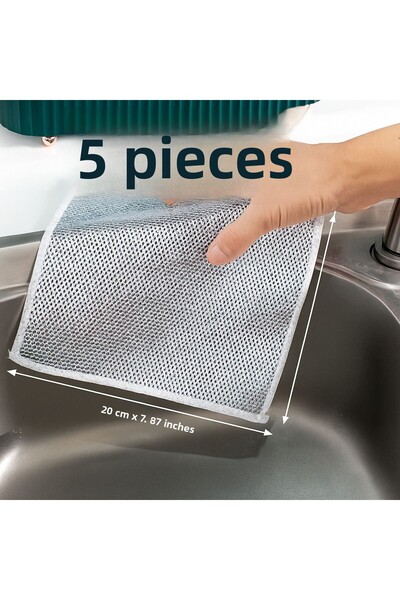 Pırlev قماش تنظيف الأواني والمقالي - قماش تنظيف متعدد الأغراض - عبوة من 5 قطع