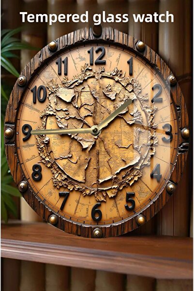 kutuTR 3D View Tempered Glass Watch with Ancient World Map Design – 33 cm Csdw135