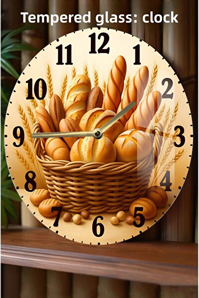 kutuTR A Warm Touch to Your Kitchen Decor! 3D Look Tempered Glass Watch – 33 cm Csdw150