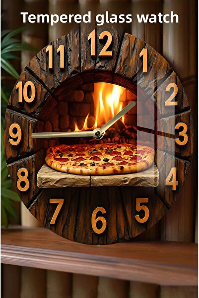 kutuTR A Warm Touch to Your Kitchen Decoration 3D Look Tempered Glass Clock – 33 cm Csdw147