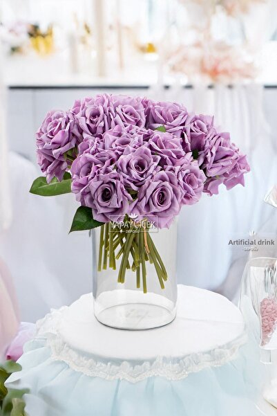 Yapay Çiçek Deposu 10 buchete de trandafiri de lux 25 cm liliac