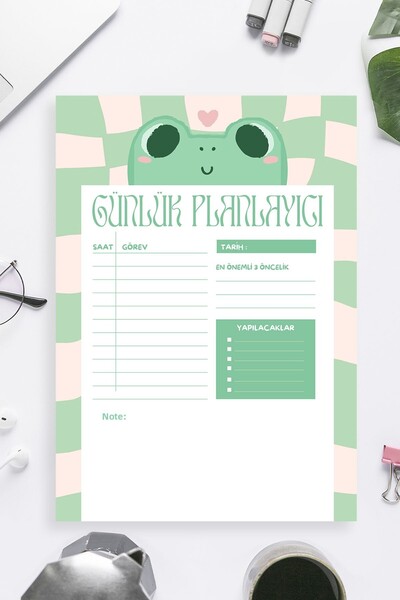 shop Frog Pattern A4 - Notepad, Memo Pad, Note Paper, Notepad, Check List, School Notebook, Planner