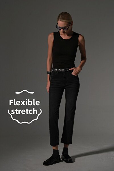 Maule Ευέλικτο βαμβακερό ύφασμα με κομμένο πόδι 5 τσέπες Skinny Slim γυναικείο τζιν παντελόνι @Kosova