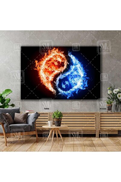 SML TABLO Foc și apă Ying Yang Echilibru Contrarzonări Putere Pictură pe pânz...