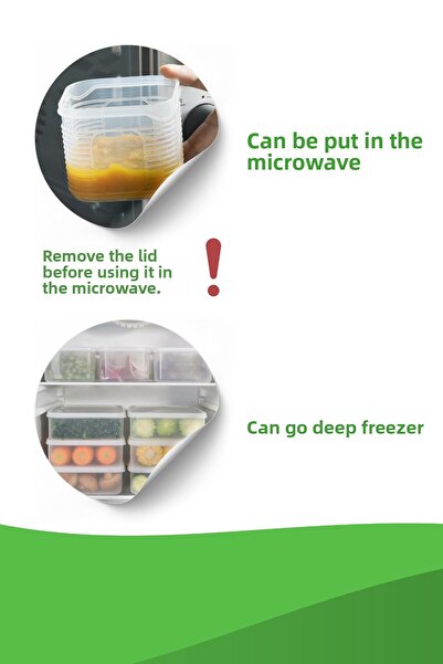 grimorlife 7 Piece Leakproof Air-Free Storage Container Set-Breakfast Picnic Set-Deep Freezer and Microwave