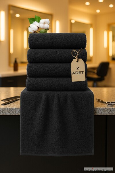 QURRY 2 броя кърпи за тренировки и спорт 50x90 - черни, 100% памук