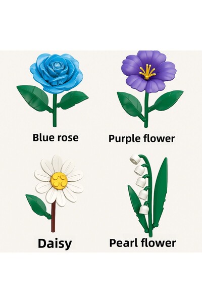 scntoys Decorative Flower Bouquet Building Set Legosu 488 Flower Building Set Cornflower-Gonca Rose-Daisy