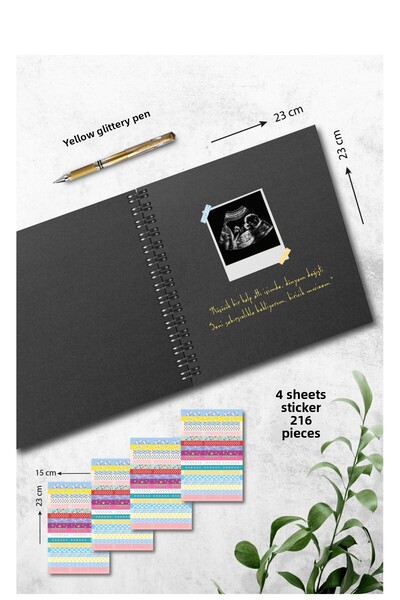 BULUT DİJİTAL Modern Baby Memory Book - First 1 Year - Mother Baby Diary - Agenda & Sticker & Pen Gift