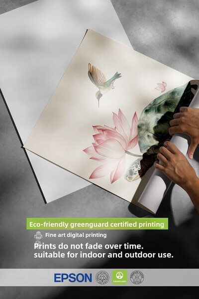 Postifull Wooden Framed Painting, Turtle, Hummingbird, Lotus, Illustration, Pastel Tones Color Poster, 2025