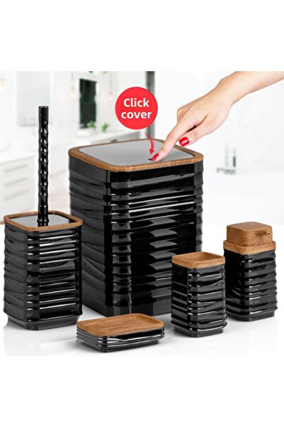 Kosova Lun-02 Luna 5-Piece Bathroom Set Wooden Black