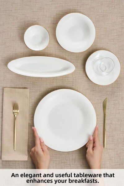 Karaca Fine Pearl Fame - 26 Piece Gold 6 Person Breakfast Set