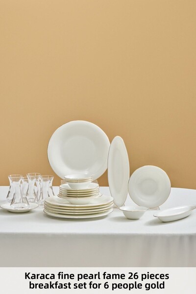 Karaca Fine Pearl Fame - 26 Piece Gold 6 Person Breakfast Set