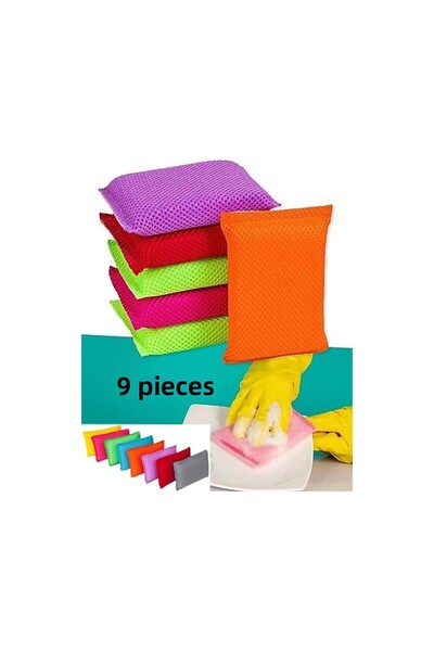 Yüsra Shop 9 τεμάχια Με υφή κηρήθρας Σφουγγάρια πιάτων Magic Practical Cleani...