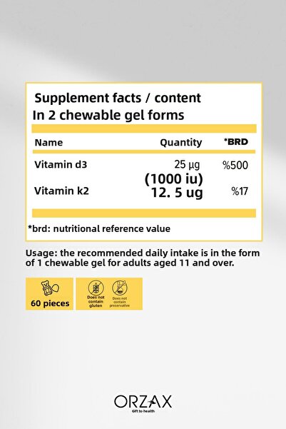 Orzax Ocean Gummies D3K2 60 Chewable Gel Forms