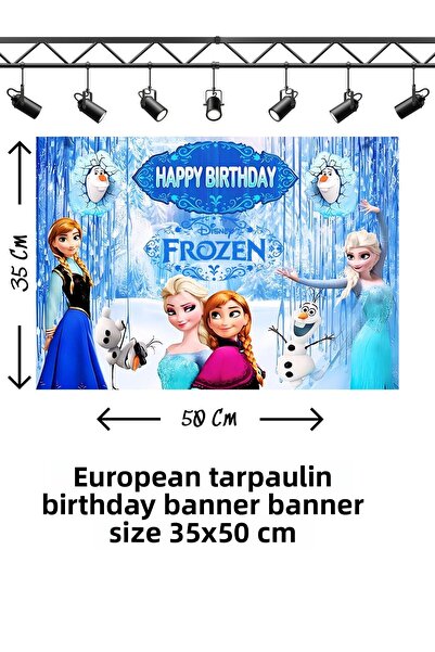 snowparty Πανό γενεθλίων με θέμα τα Frozen Έλσα και Άννα