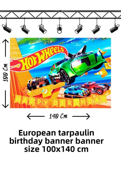 snowparty Πανό γενεθλίων με θέμα Hot Wheels