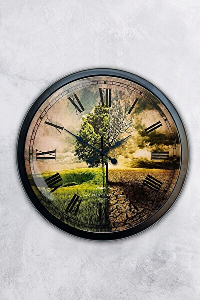 AİB STORE هدية ساعة حائط مناخية معدنية سوداء مقاس 40 سم