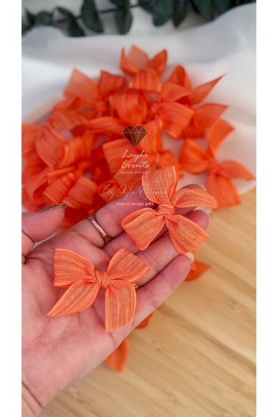 Generic Brand Linen Ribbon Ready Bow -20 Pieces- Orange
