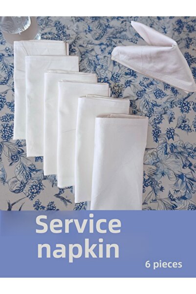 Piyes Home منديل تقديم من الساتان القطني باللون الأبيض، منديل تقديم أمريكي، 6...